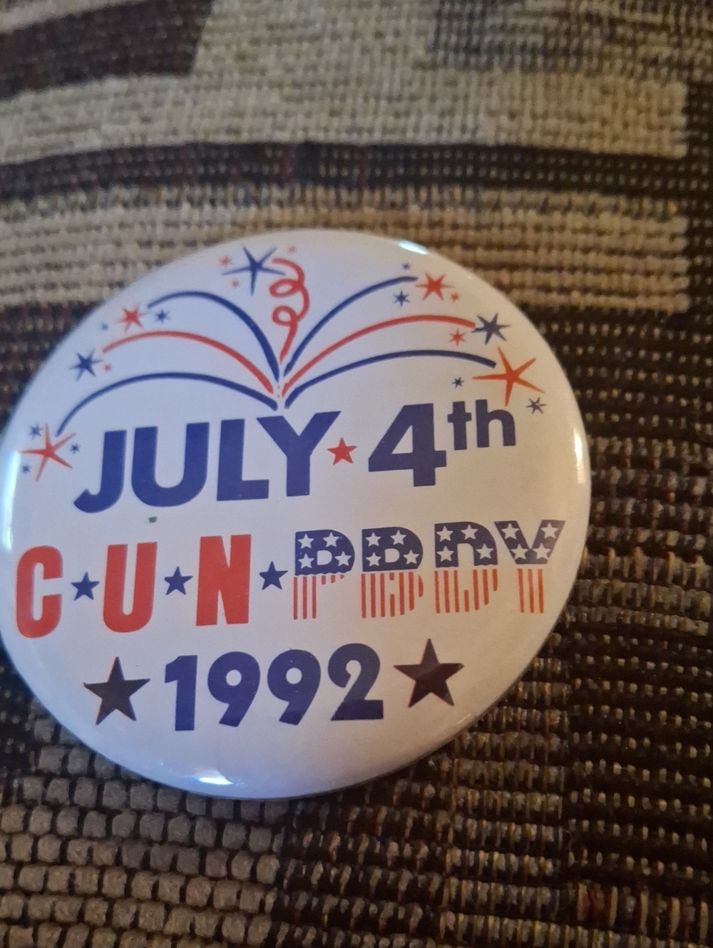 Patriotic July 4th Celebration Button - Red, White & Blue